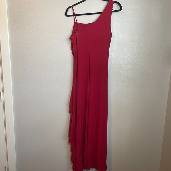 VTG Niki Livas Red Dress Sz 14 Maxi Fairy Whimsygoth Stretch 2000s Vampire Prom - Picture 7 of 8